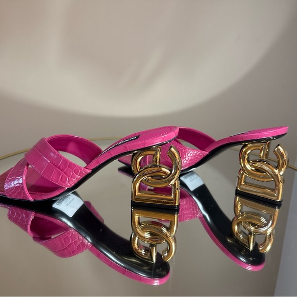 Dolce Gabbana DG logo sculped heel sandals mules size 39 - Picture 12 of 16